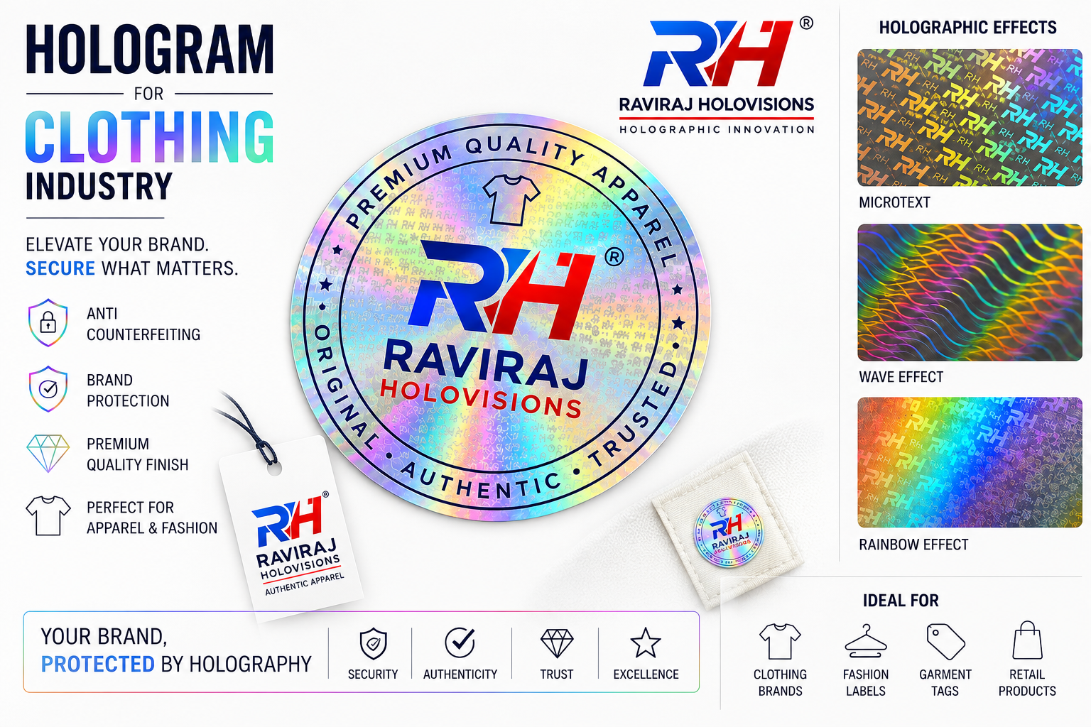 Holographic labels for apparel brands