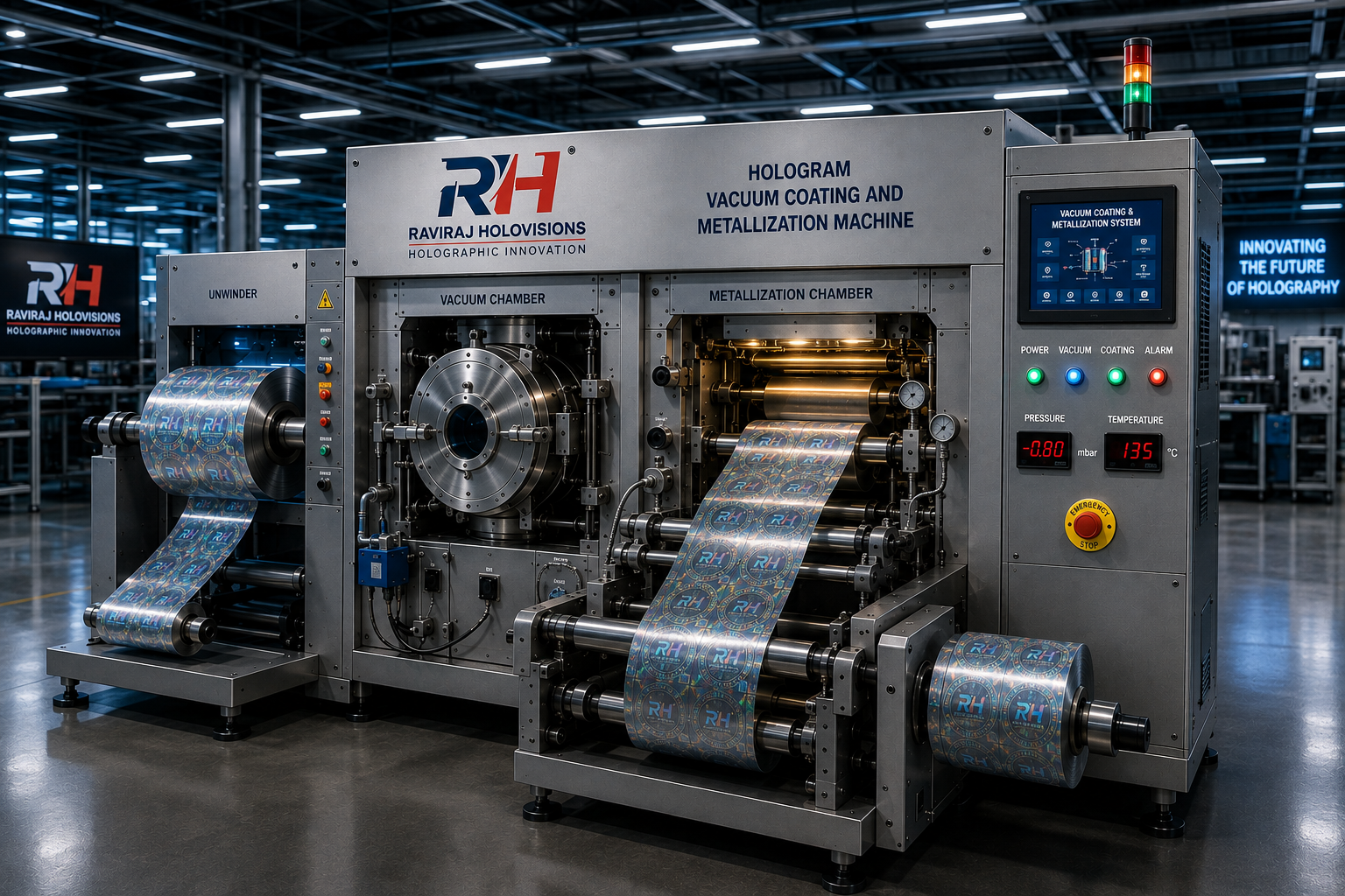 Hologram vacuum coating and metallization machine